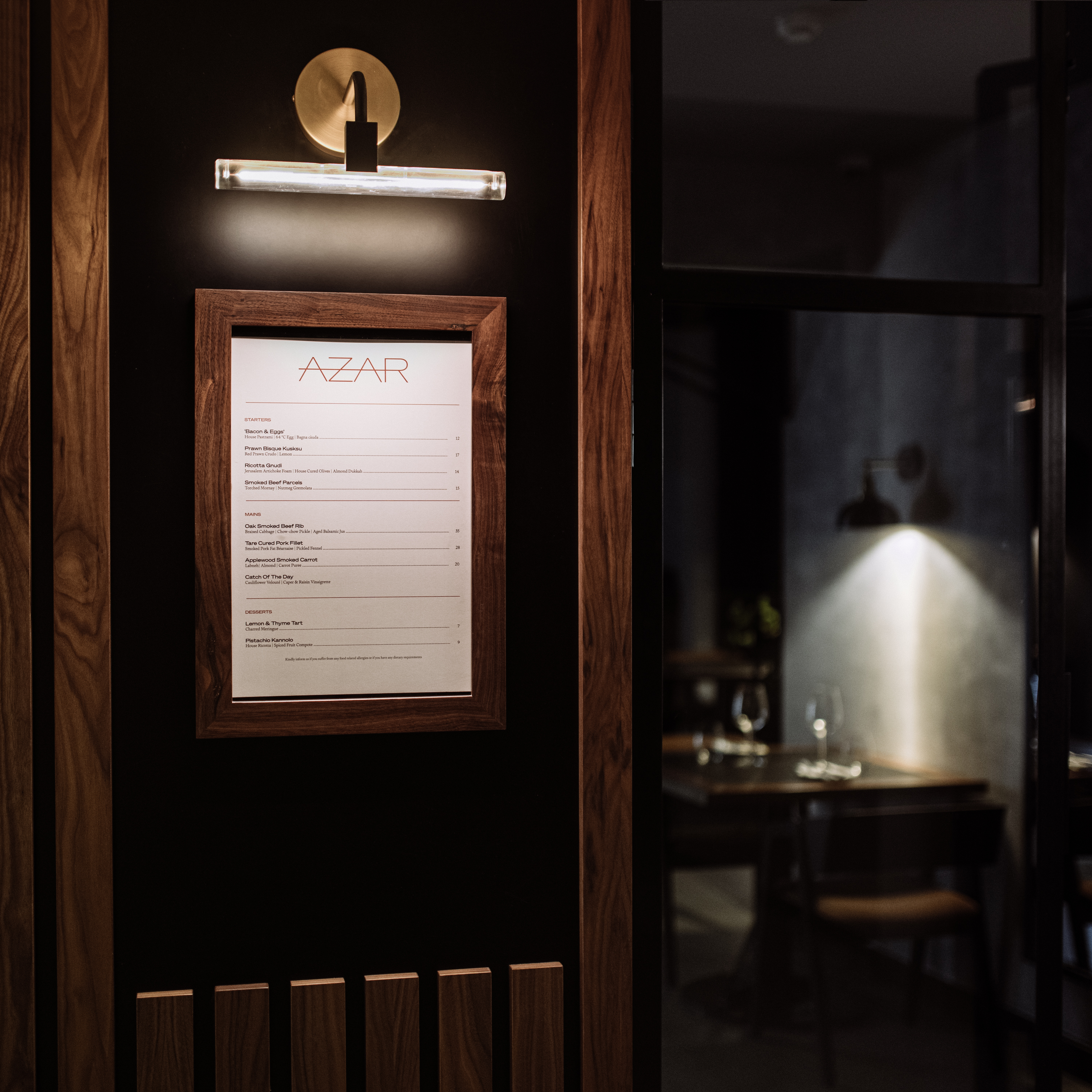 Azar restaurant menu
